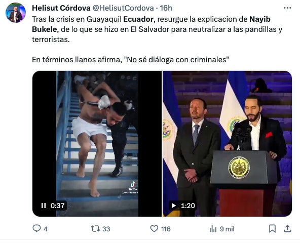 En redes también se resalta el trabajo de Nayib Bukele contra las pandillas.