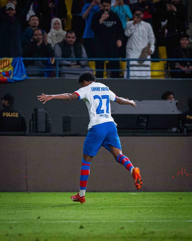 Yamal en celebración de su gol en Supercopa