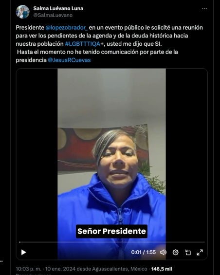 Salma subió el mensaje en sus redes sociales.