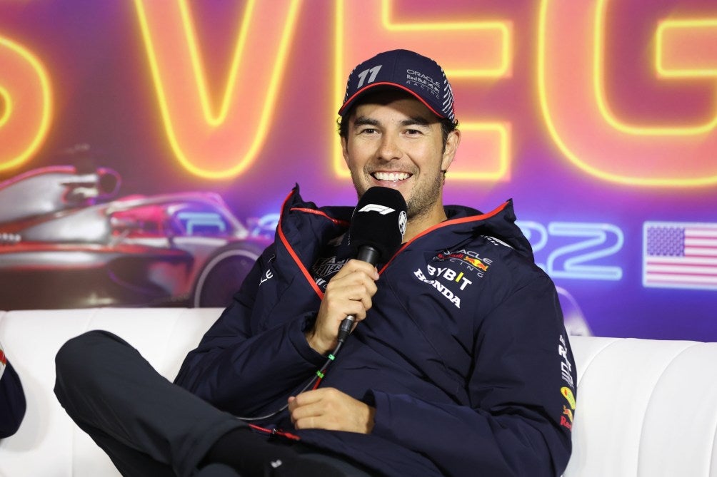 'Checo' Pérez en conferencia de prensa en 2023