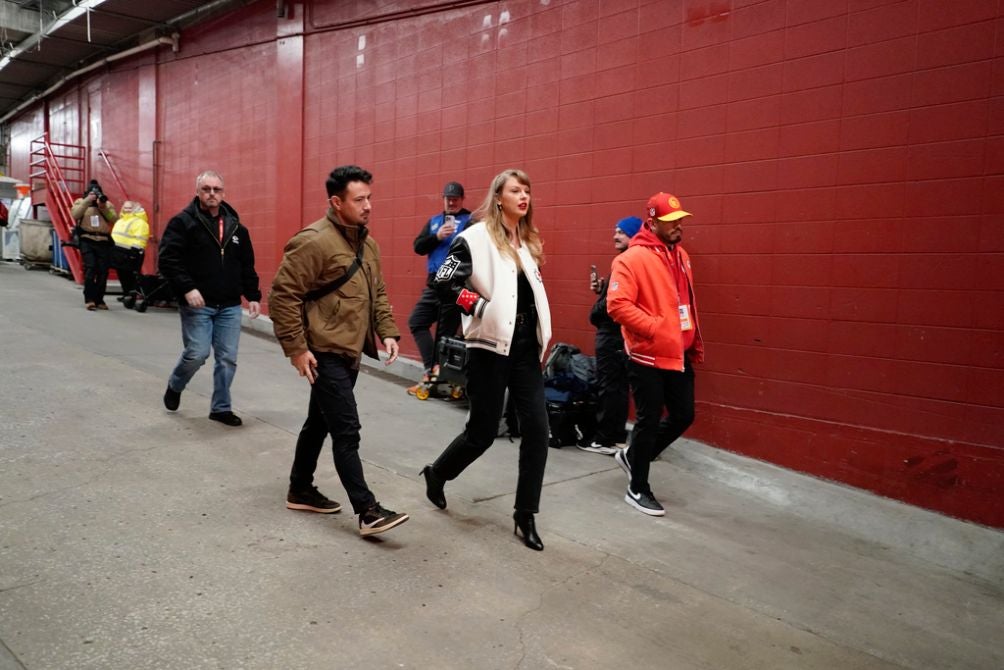 Taylor Swift en su llegada a un partido de los Chiefs