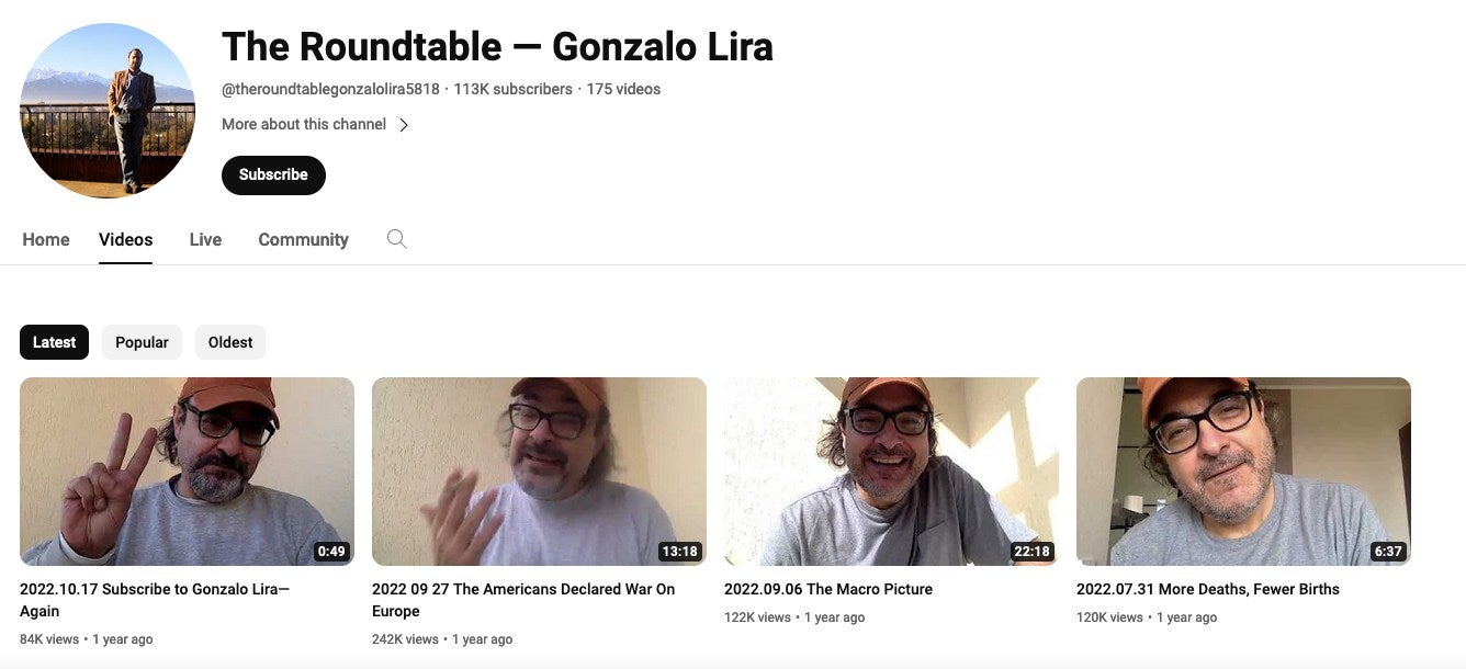 Gonzalo usaba su canal de YouTube para criticar a Ucrania y Estados Unidos.