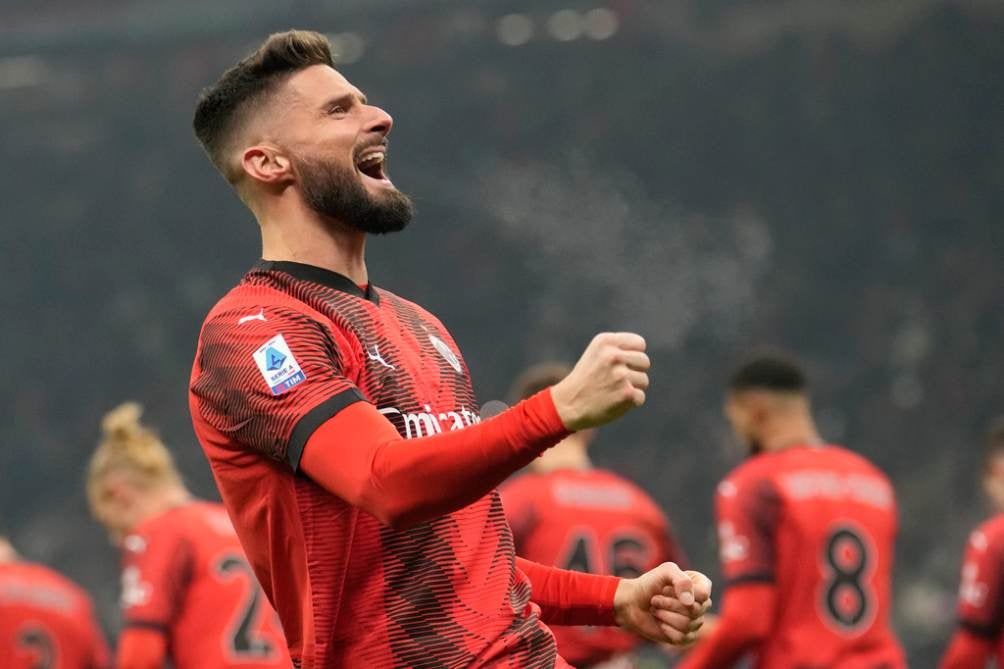 Giroud en festejo de gol