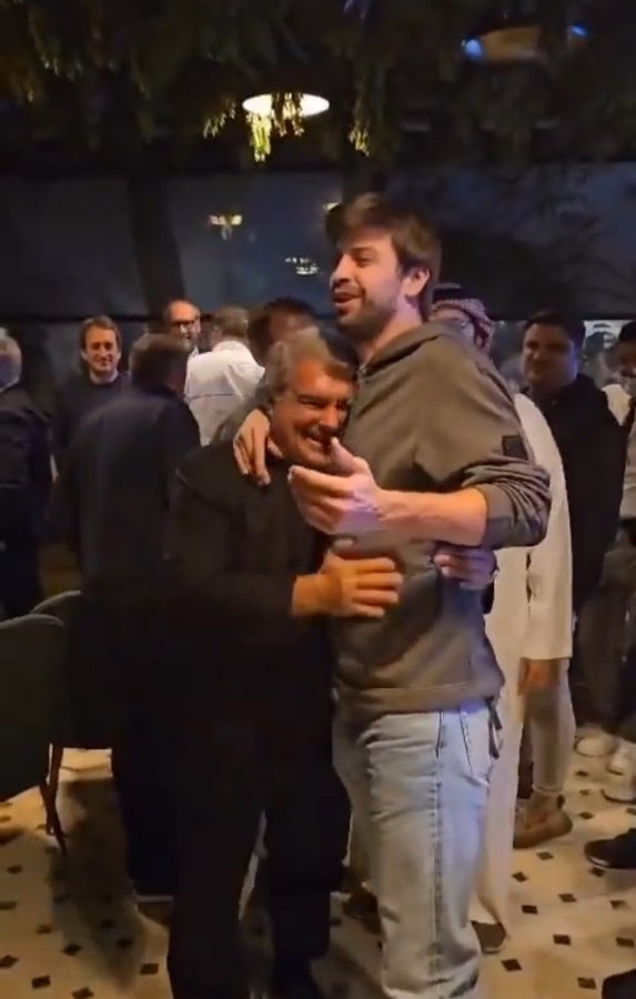 Gerard Piqué en su reencuentro con Joan Laporta