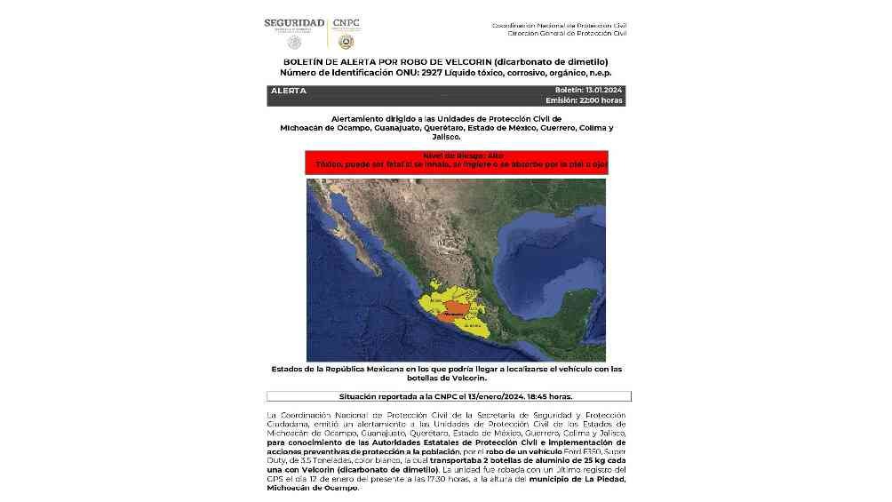 La Coordinación Nacional de Protección Civil dio detalles sobre cómo sucedió el robo. 