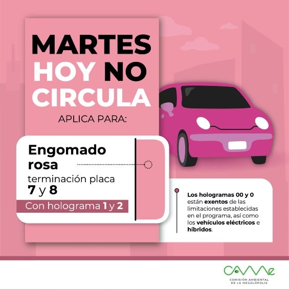 Vehículos que no circulan en martes. 