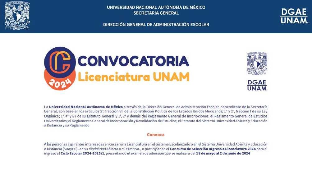 Este 15 de enero la UNAM publico la convocatoria para los aspirantes. 