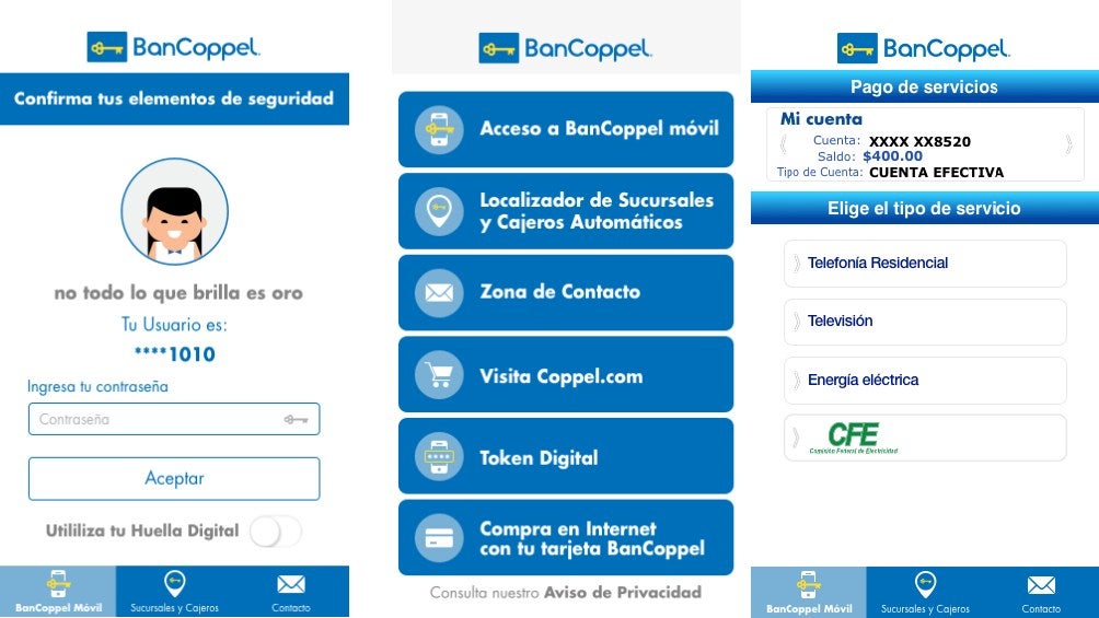 La aplicación de BanCoppel no muestra las saldos actualizados.