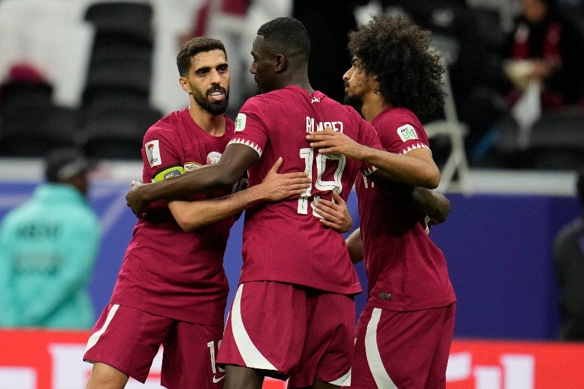 Qatar en celebración de gol