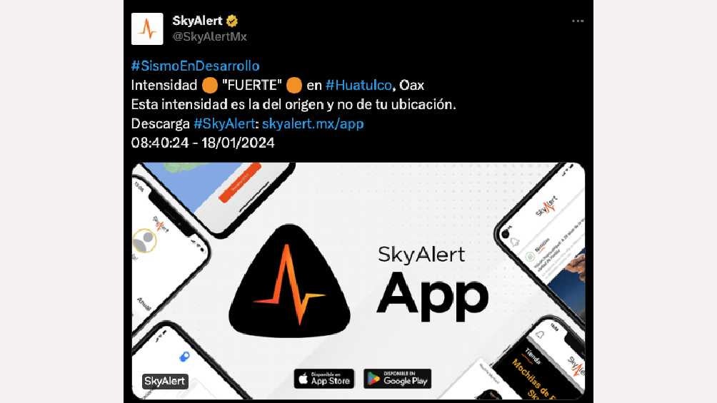 La aplicación Sky Alert lanzó una alerta sobre un sismo fuerte, aunque no resultó  así. 