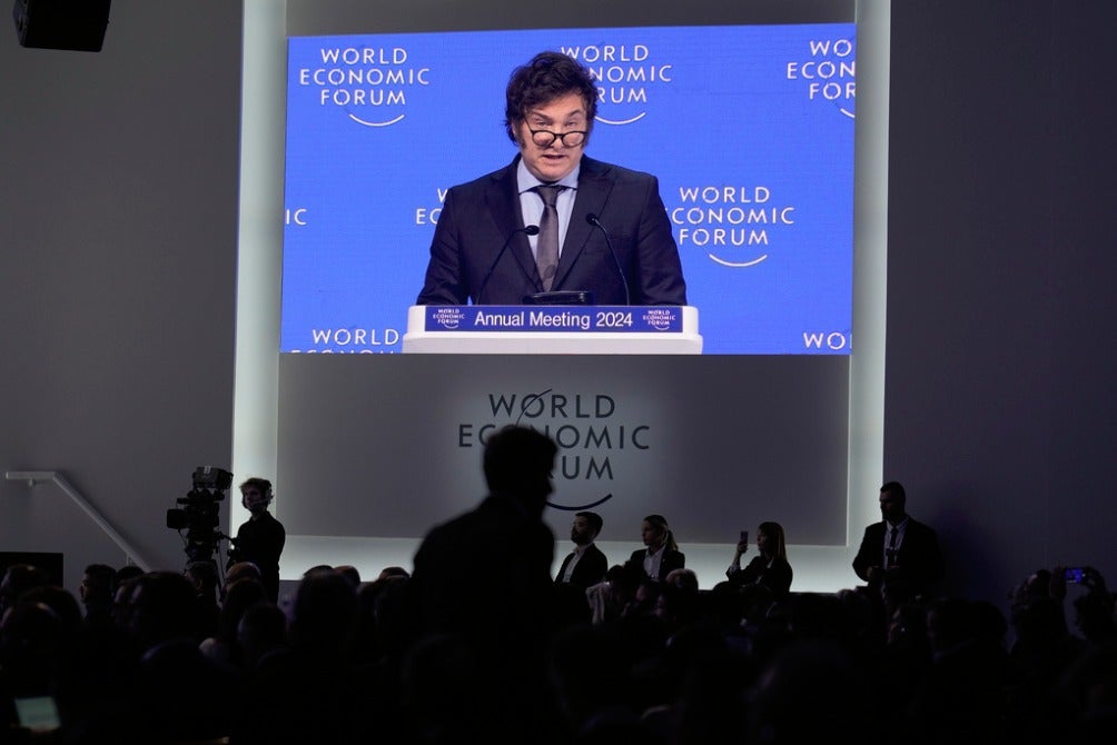 Milei durante el Foro Ecónomico de Davos