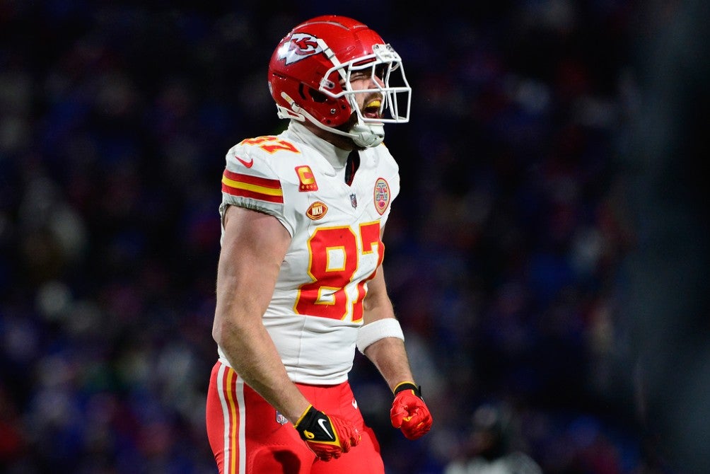 Travis Kelce en el partido contra Buffalo