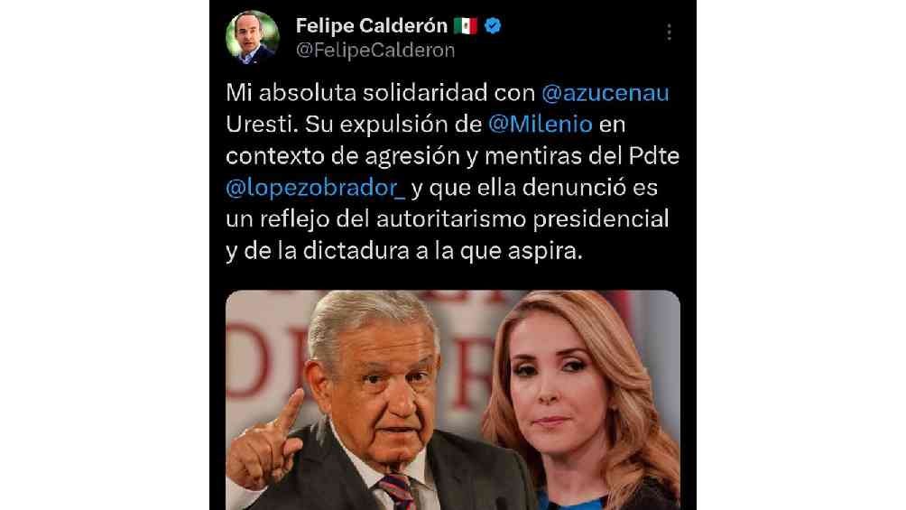 Este fue el primer tuit donde Calderón aseguró que la periodista fue víctima de censura. 