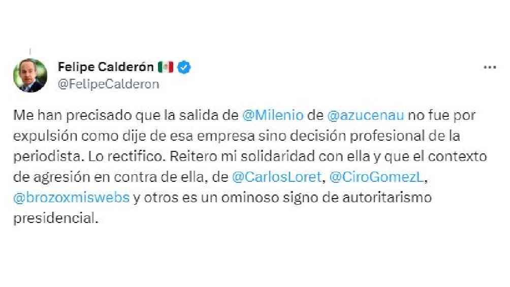 El expresidente tuvo que recular y aclarar el por qué de la salida de Azucena Uresti. 