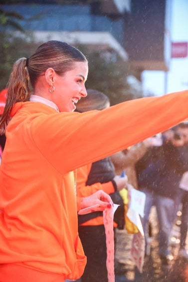 Mariana Rodríguez durante un evento político. 