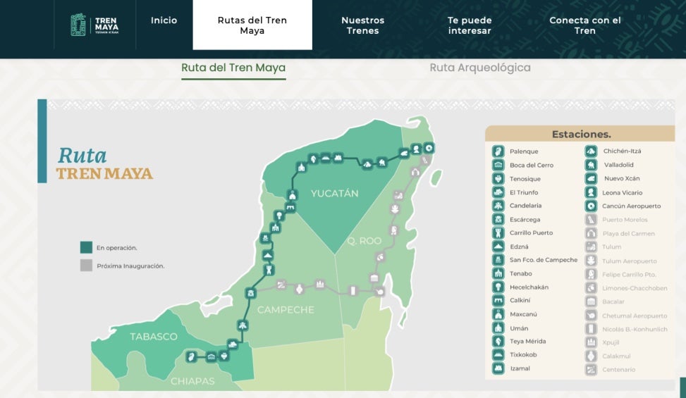 Estas son hasta el momento las rutas del Tren Maya.