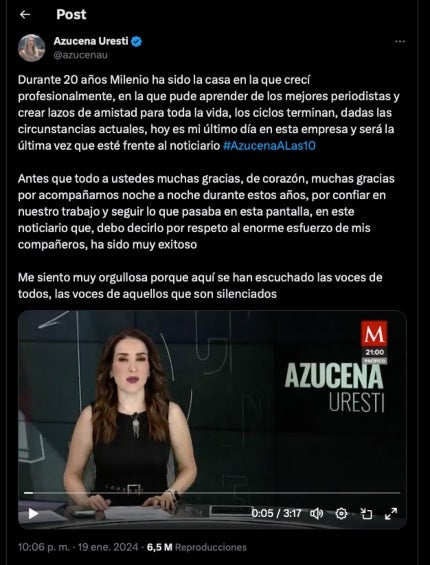 Así se expresó la periodista hace unos días. 