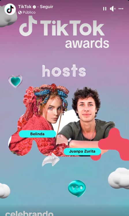 Belinda y Juanpa Zurita serán los anfitriones de los TikTok Awards.