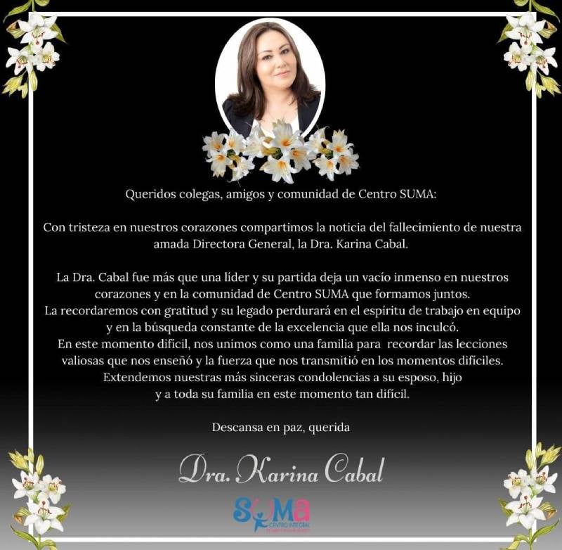 Centro SUMA despide a la doctora Karina Cabal 