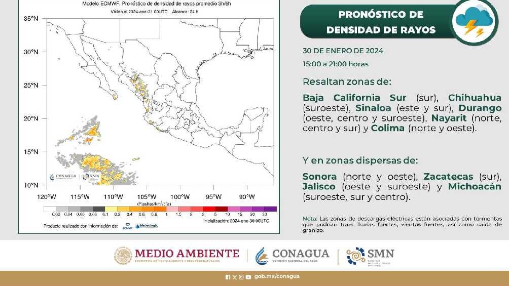 Algunos estados de la República tiene pronóstico hasta de tormentas eléctricas.  