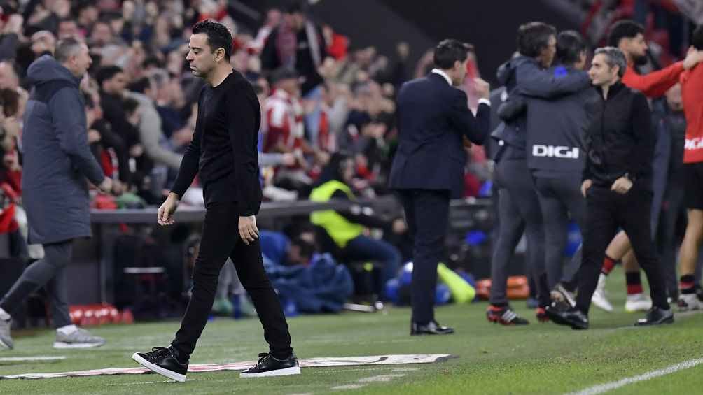 Xavi, triste tras la anotación del rival