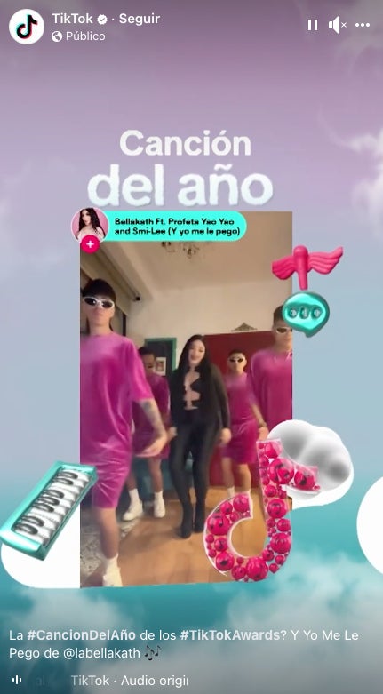 La música también fue premiada dentro los TikTok Awards.