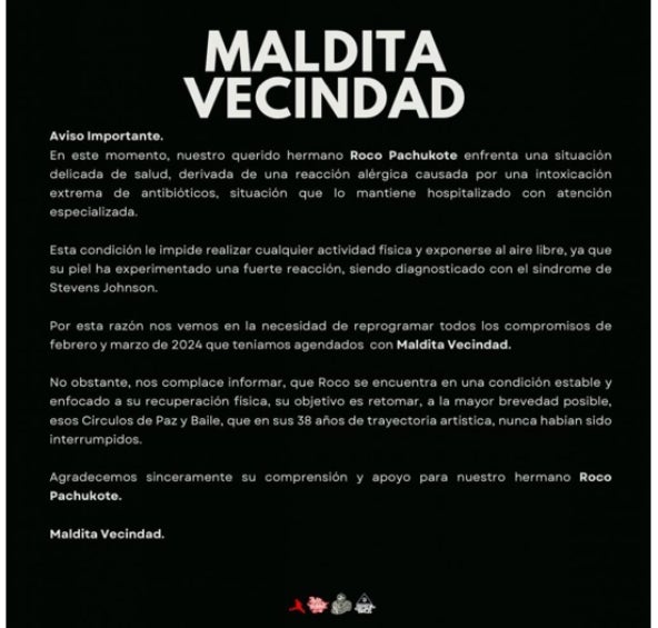 La agrupación emitió un comunicado para informar. 