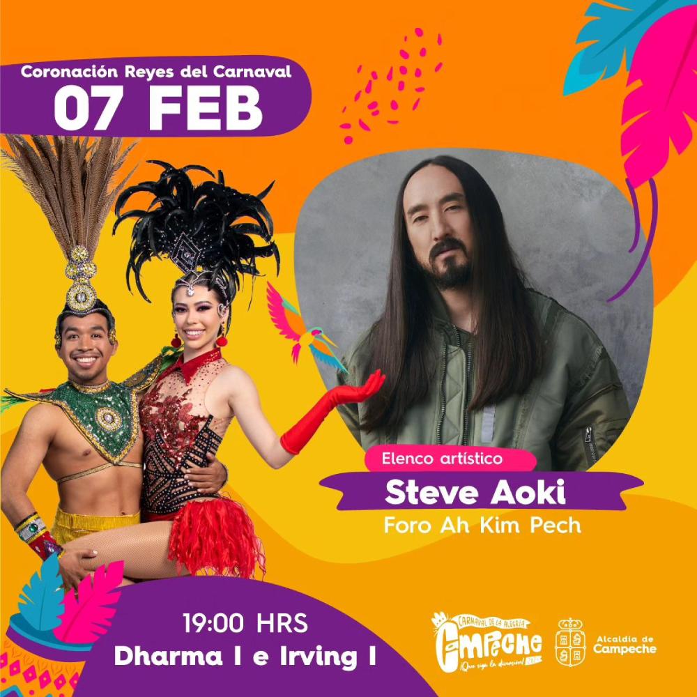 Steve Aoki estuvo en la Coronación de Reyes del Carnaval.