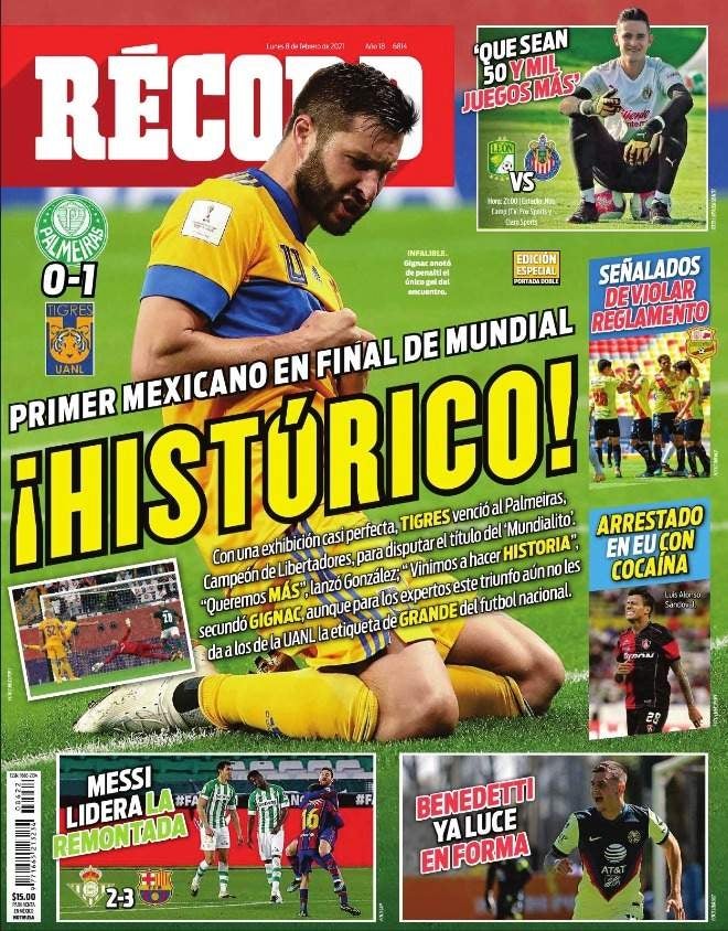 Portada RÉCORD 8 de febrero 2021