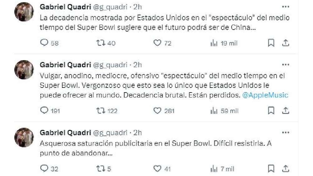 El excandidato presidencial publicó varios mensajes contra el Super Bowl. 