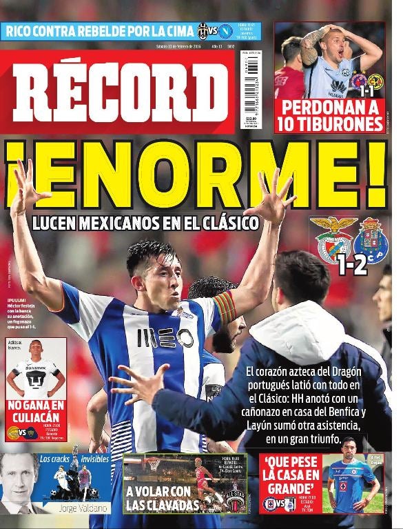 Portada RÉCORD 13 de febrero 2016