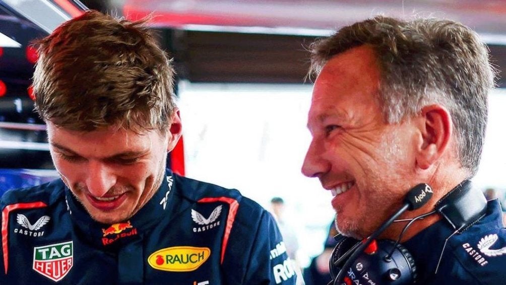 Max Verstappen con Christian Horner durante la temporada 2023