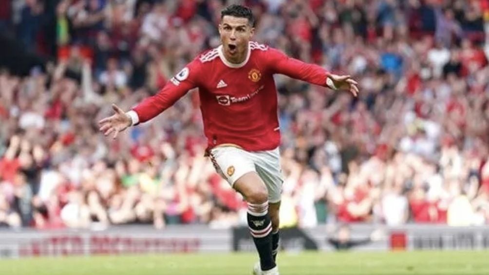 Cristiano festejando con el Manchester United