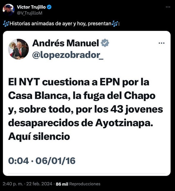 Víctor Trujillo revivió cuando AMLO mencionó al New York Times.