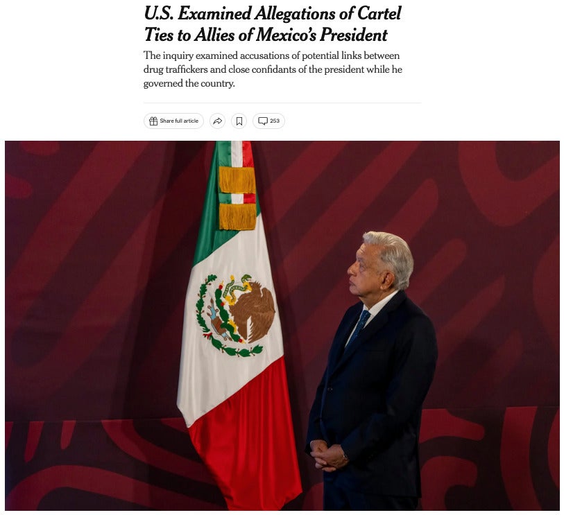 El artículo del New York Times fue publicado hoy en su página de Internet.