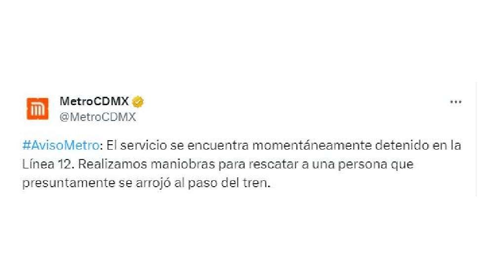 El Metro anunció la suspensión de servicio en la Línea 12. 