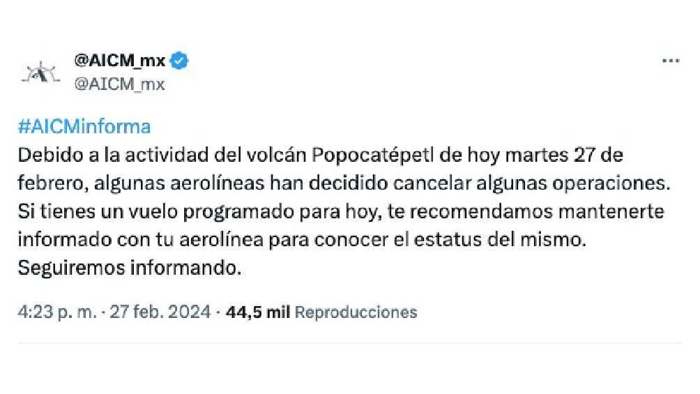 El AICM informó la suspensión de operaciones de algunas aerolíneas. 