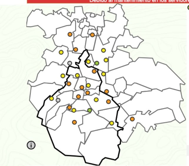 Así se ve el mapa de la CDMX según la calidad de aire. 