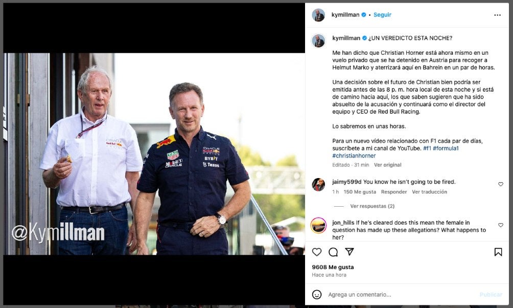 Así fue el mensaje en redes sociales sobre Horner