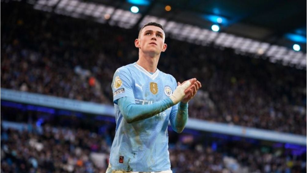 Foden en un partido con el Man City