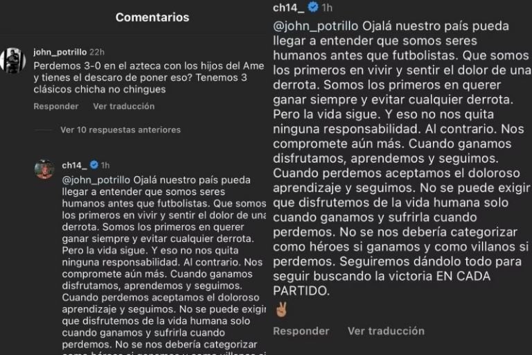 Mensaje de Hernández en Instagram