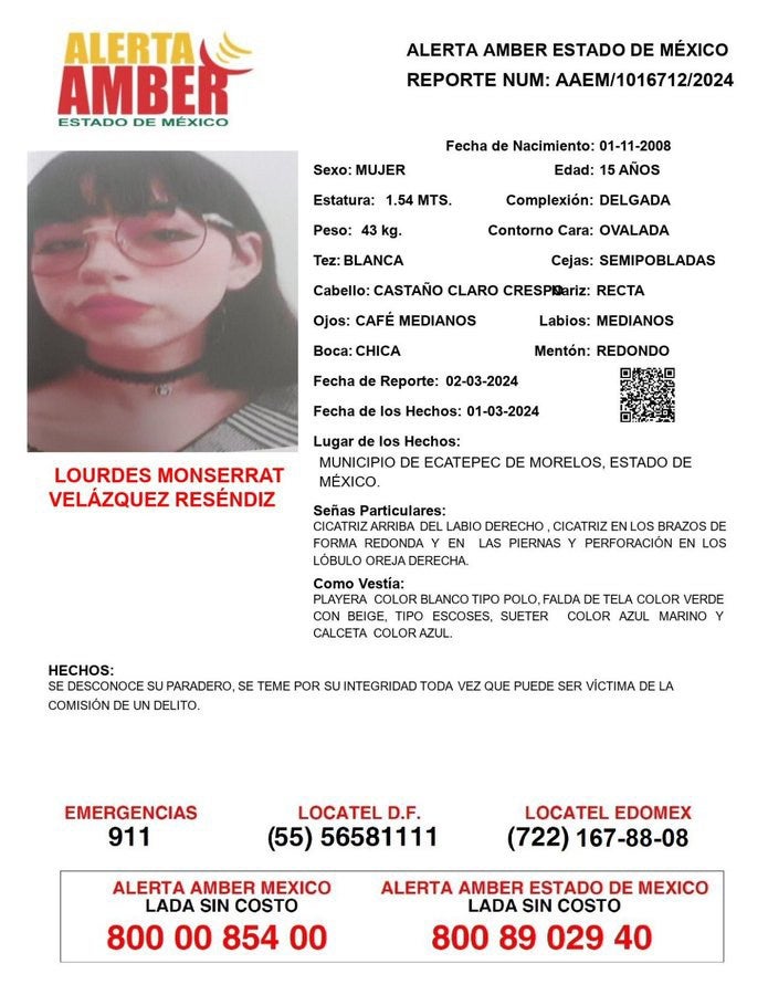 La alerta Amber sigue activa para dar con Lourdes Montserrat.