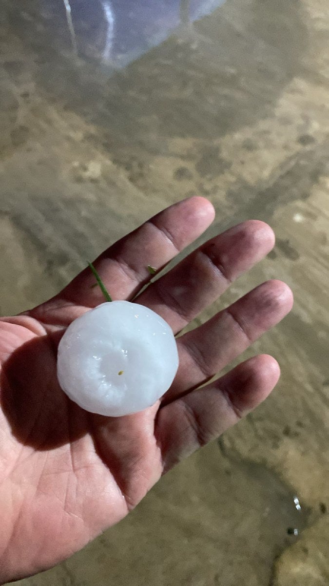 La gente empezó a mostar el tamaño de las bolas de hielo.