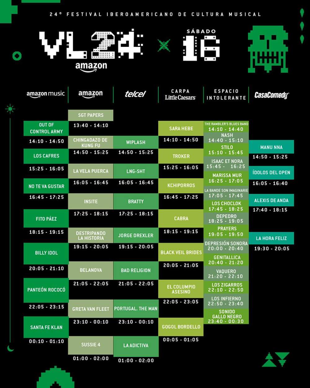 Los horarios completos para la jornada del sábado.