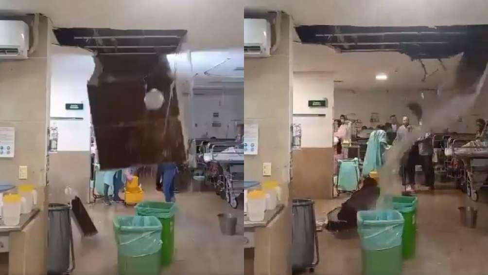 Se cae techo de sala de urgencias en clínica del IMSS, en Cancún