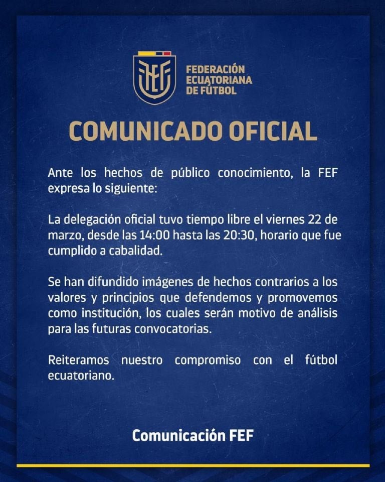 El Comunicado de la Federación de Ecuador