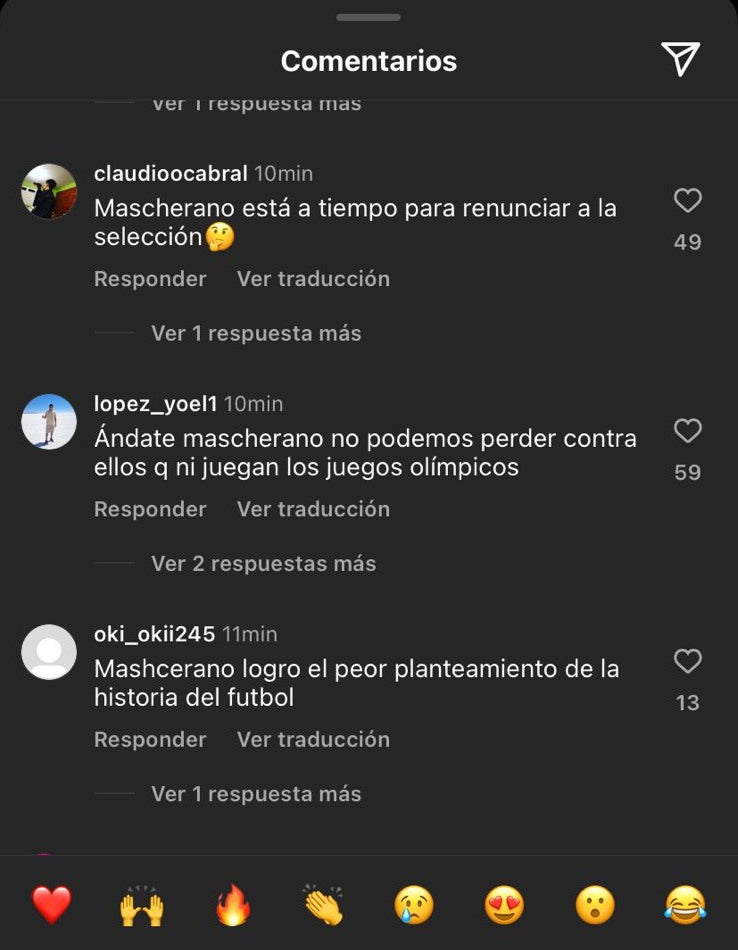 Comentarios en contrea de Mascherano