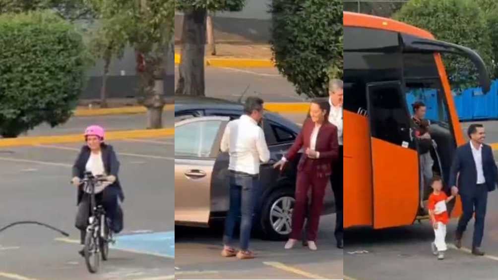 Debate presidencial: Candidatos llegan en auto, autobús y hasta en bicicleta