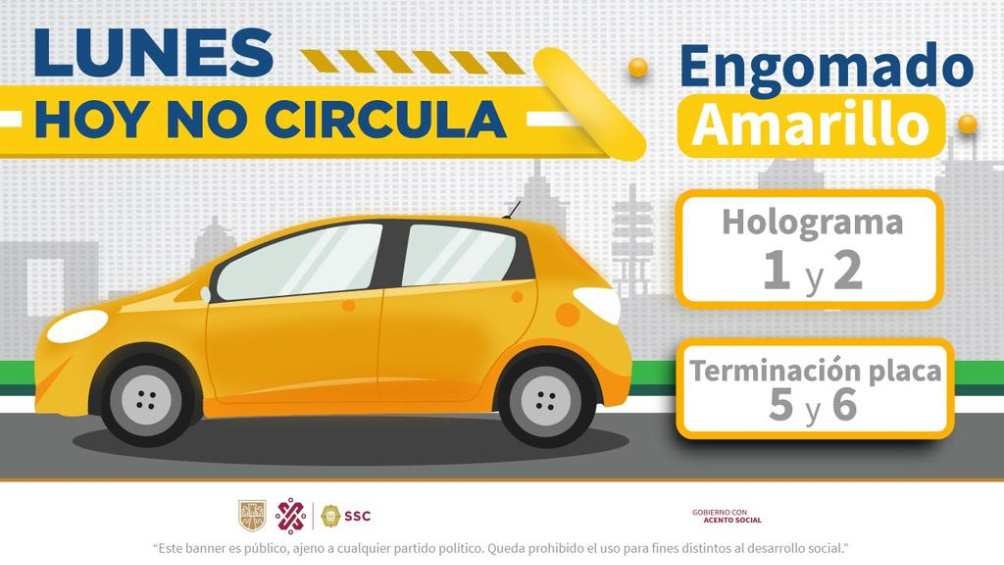 Los autos con terminación de placas 5 y 6, holograma vehicular 1 y 2, no circulan. 