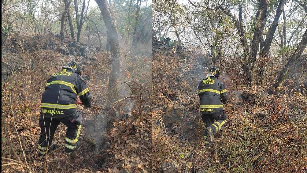 Los bomberos acudieron a controlar el fuego en pasto y hojarasca. 